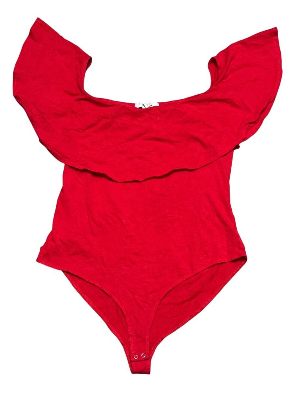 Forever 21 Size 2X Red Off Shoulder Ruffle Bodysuit Bodycon Party Girl Aesthetic - Picture 9 of 9